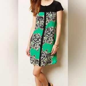 MAEVE | Silk Floral Green and Black Dress
